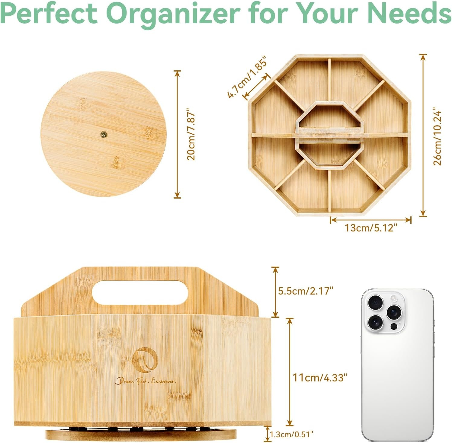 image:imageOhuhu Rotating Marker Organizer for Alcohol Markers 360 Rotating Bamboo Storage Hold 162 Honoluluamp B Alcohol Markers Pens Pencil Holder with 10 Compartments for Home Classroom Office Decor