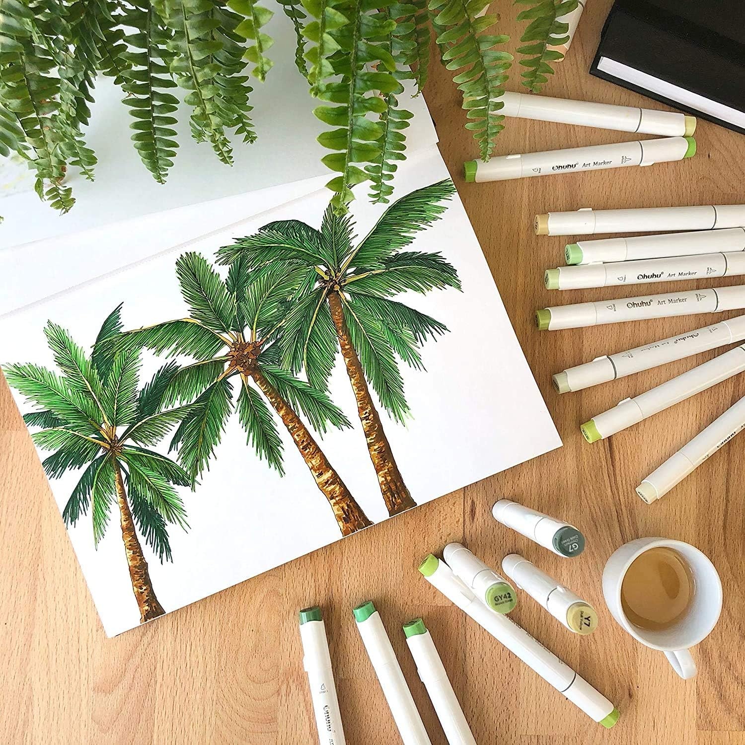 image:imageOhuhu Sketchbook Marker Paper Pad 83x83 Square Art Sketch Book Drawing Papers 78 Sheets156 Pages 120 LB200 GSM Hardcover Sketching Books for Alcohol Markers Heavyweight Sketchpad Christmas Gift83 x 117