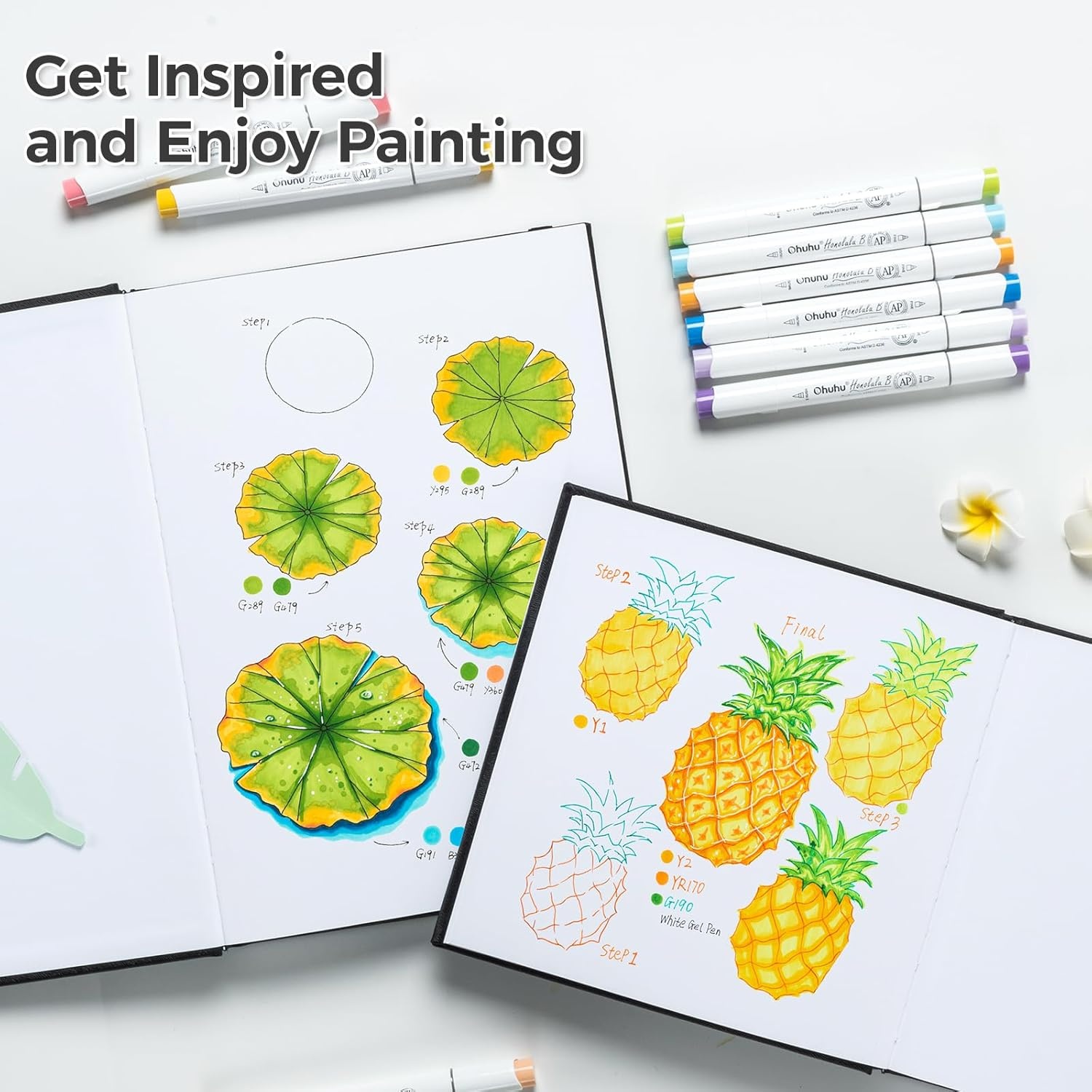 image:imageOhuhu Sketchbook Marker Paper Pad 83x83 Square Art Sketch Book Drawing Papers 78 Sheets156 Pages 120 LB200 GSM Hardcover Sketching Books for Alcohol Markers Heavyweight Sketchpad Christmas Gift83 x 83 and 83 x 117