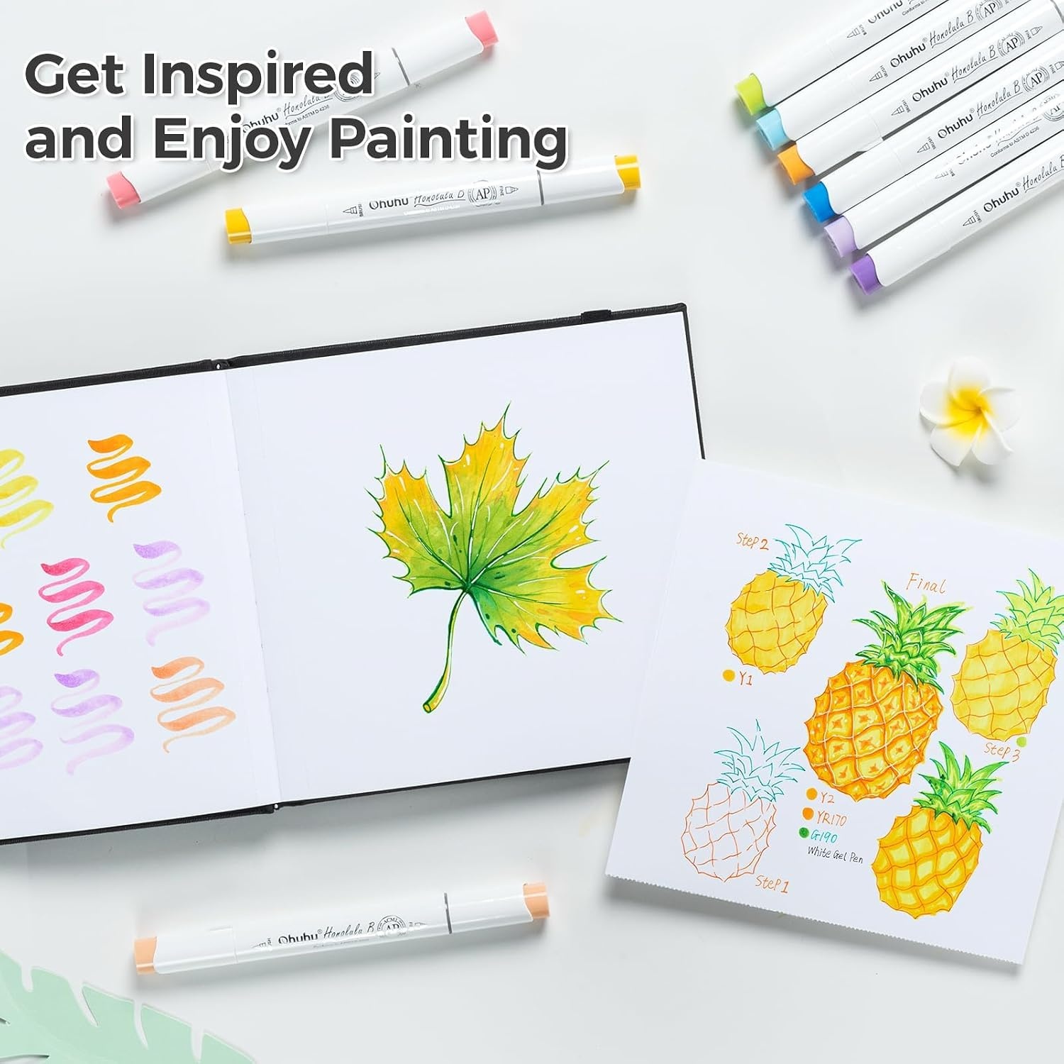 image:imageOhuhu Sketchbook Marker Paper Pad 83x83 Square Art Sketch Book Drawing Papers 78 Sheets156 Pages 120 LB200 GSM Hardcover Sketching Books for Alcohol Markers Heavyweight Sketchpad Christmas Gift63 x 63