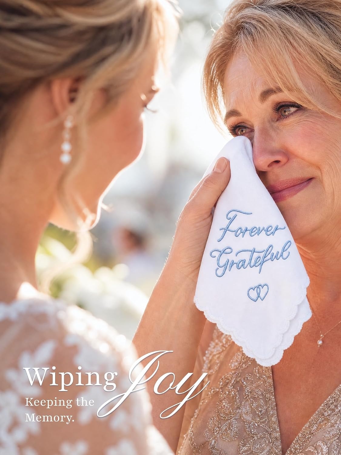 image:imageOhuhu Something Blue Wedding Handkerchief Gift Artist Design EmbroideredForever Grateful