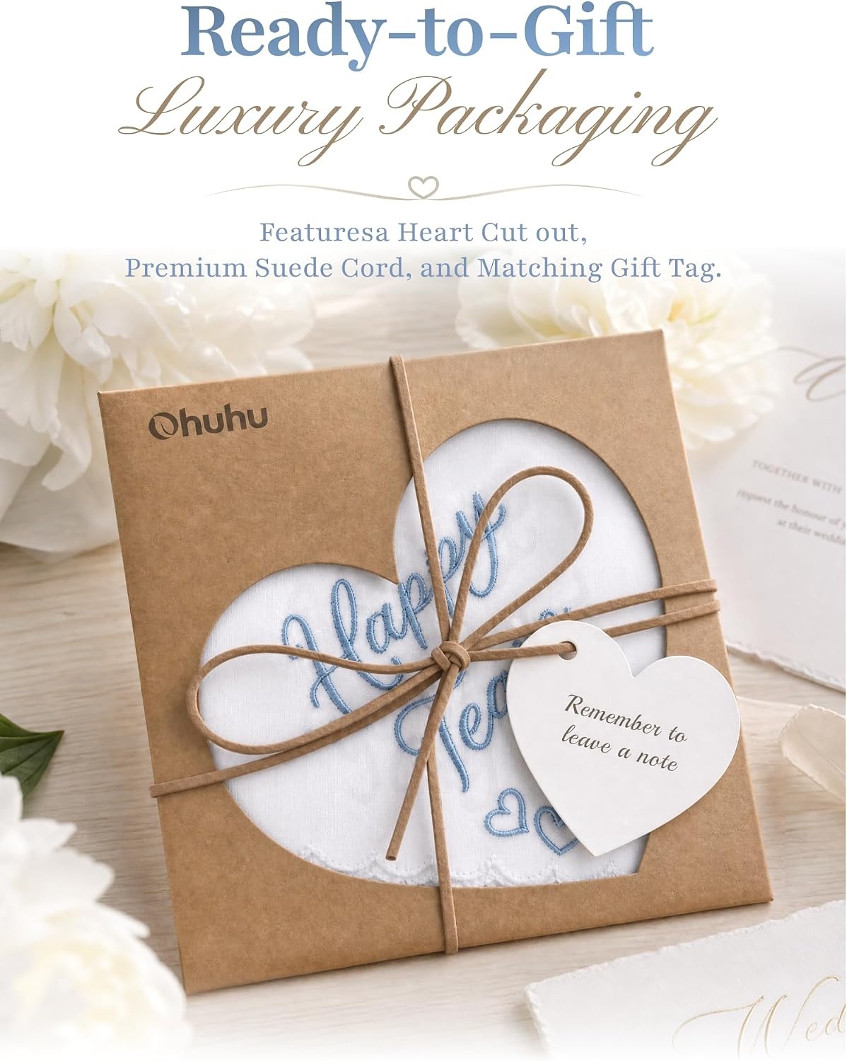 image:imageOhuhu Something Blue Wedding Handkerchief Gift Artist Design EmbroideredHappy Tears