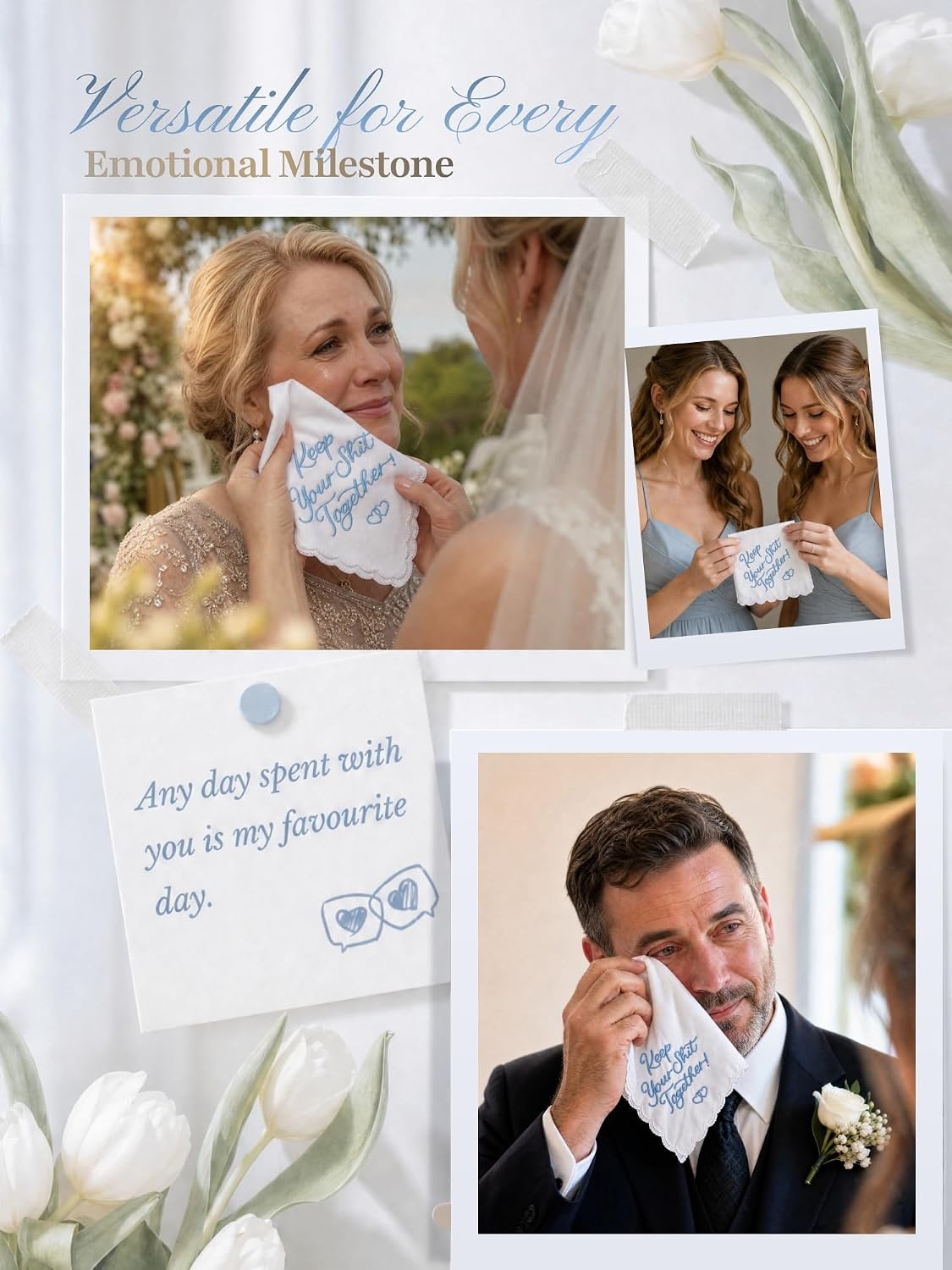 image:imageOhuhu Something Blue Wedding Handkerchief Gift Artist Design EmbroideredKeep Your Shit Together