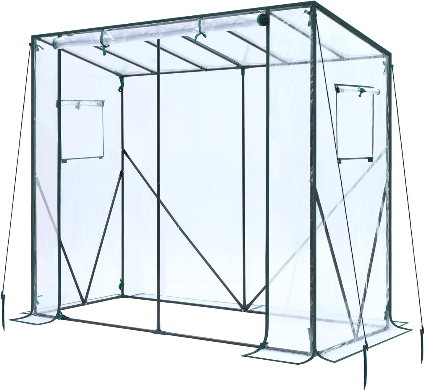 image:imageOhuhu Tomato Greenhouse for Outdoors Portable Lean to Green House Heavy Duty with RollUp Zippered Door Tall Plastic Greenhouses for Outside Plants Growing Shed Tent for Backyard Transparent