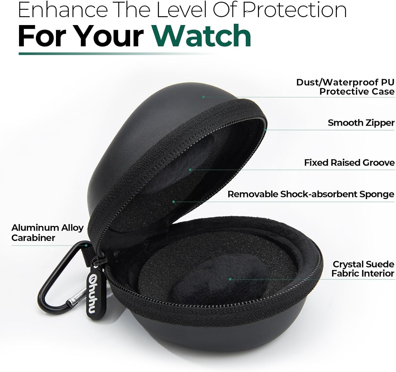 image:imageOhuhu Travel Watch Case for Men Women Portable Single Watch Storage Organizer with 56mm Heightened Design Fits Wristwatches amp Smartwatches Ideal Gift for Fathers Day Christmas Birthday2