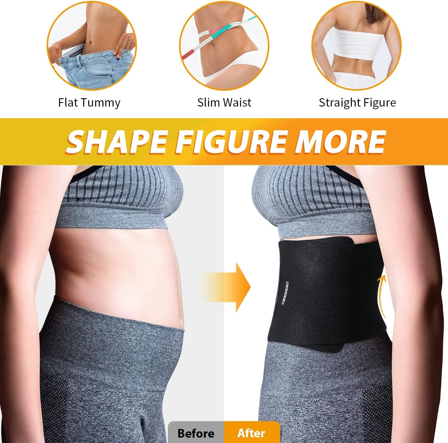 image:imageOhuhu Waist Trimmer Adjustable Neoprene Ab Trainer Belt for Men Black Sweat Band Waist Trainer for Training amp Workouts Sweat Enhancer Fits Up to 40 Inches for Women Back Support Large