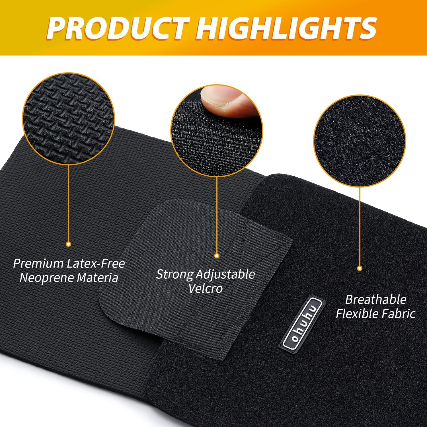 image:imageOhuhu Waist Trimmer Adjustable Neoprene Ab Trainer Belt for Men Black Sweat Band Waist Trainer for Training amp Workouts Sweat Enhancer Fits Up to 40 Inches for Women Back Support Medium
