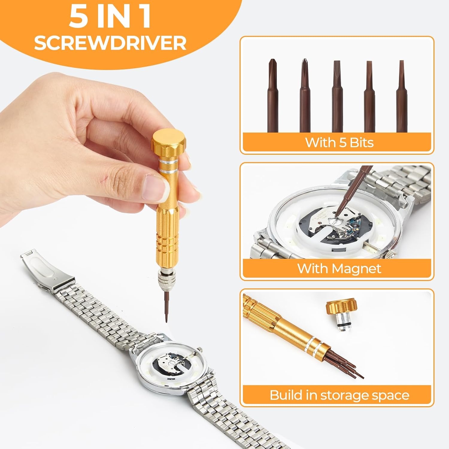 image:imageOhuhu Watch Battery Replacement Tool Kit Upgraded Watch Repair Kit Watch Back Remover Opener Tool Case Opener Removal with Extra Screwdriver Back Protective Films Sealing Rings