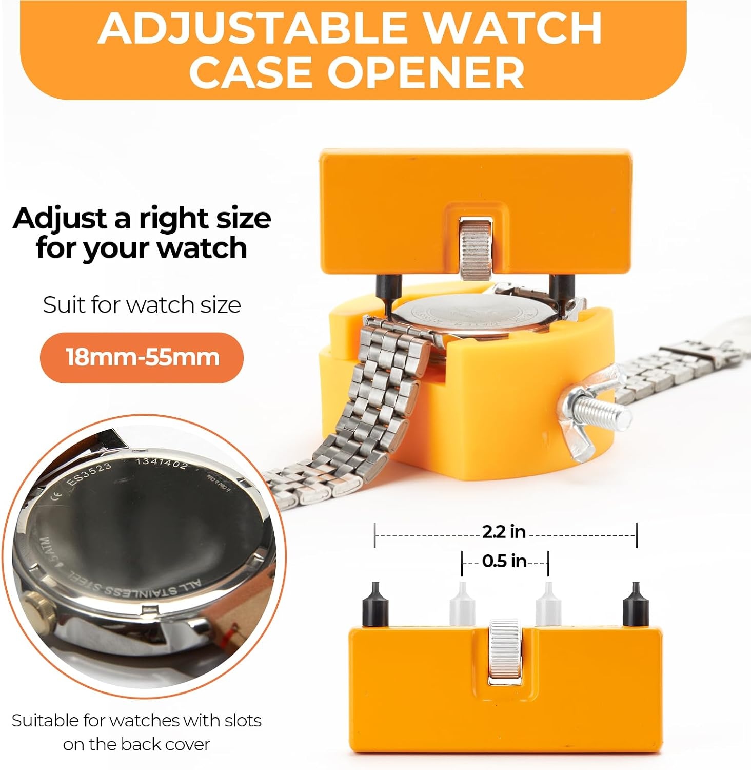 image:imageOhuhu Watch Battery Replacement Tool Kit Upgraded Watch Repair Kit Watch Back Remover Opener Tool Case Opener Removal with Extra Screwdriver Back Protective Films Sealing Rings