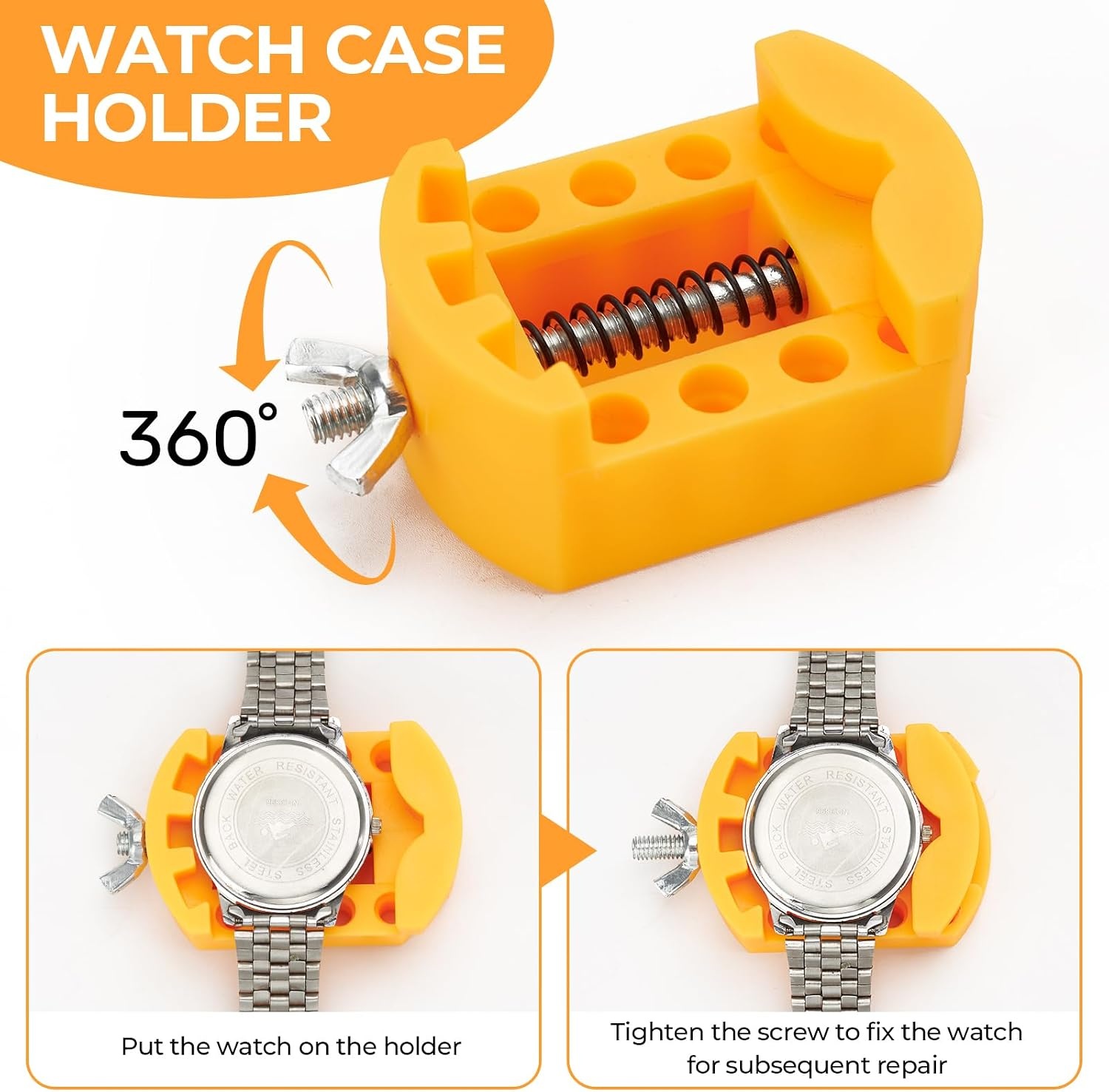 image:imageOhuhu Watch Battery Replacement Tool Kit Upgraded Watch Repair Kit Watch Back Remover Opener Tool Case Opener Removal with Extra Screwdriver Back Protective Films Sealing Rings