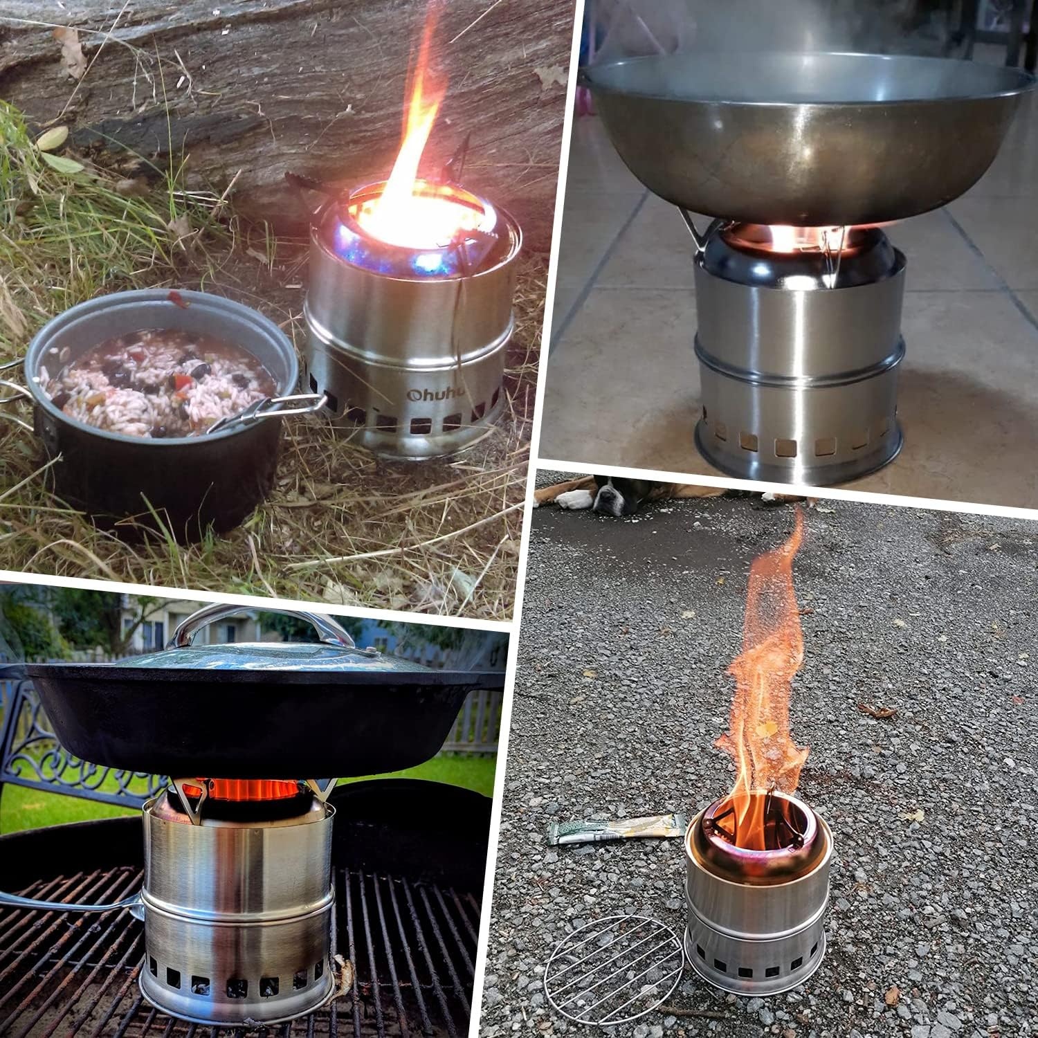 image:imageOhuhu Wood Burning Camp Stoves 10 Plates Camp Stove Windscreen for Camping Picnic Backpacking Cooking