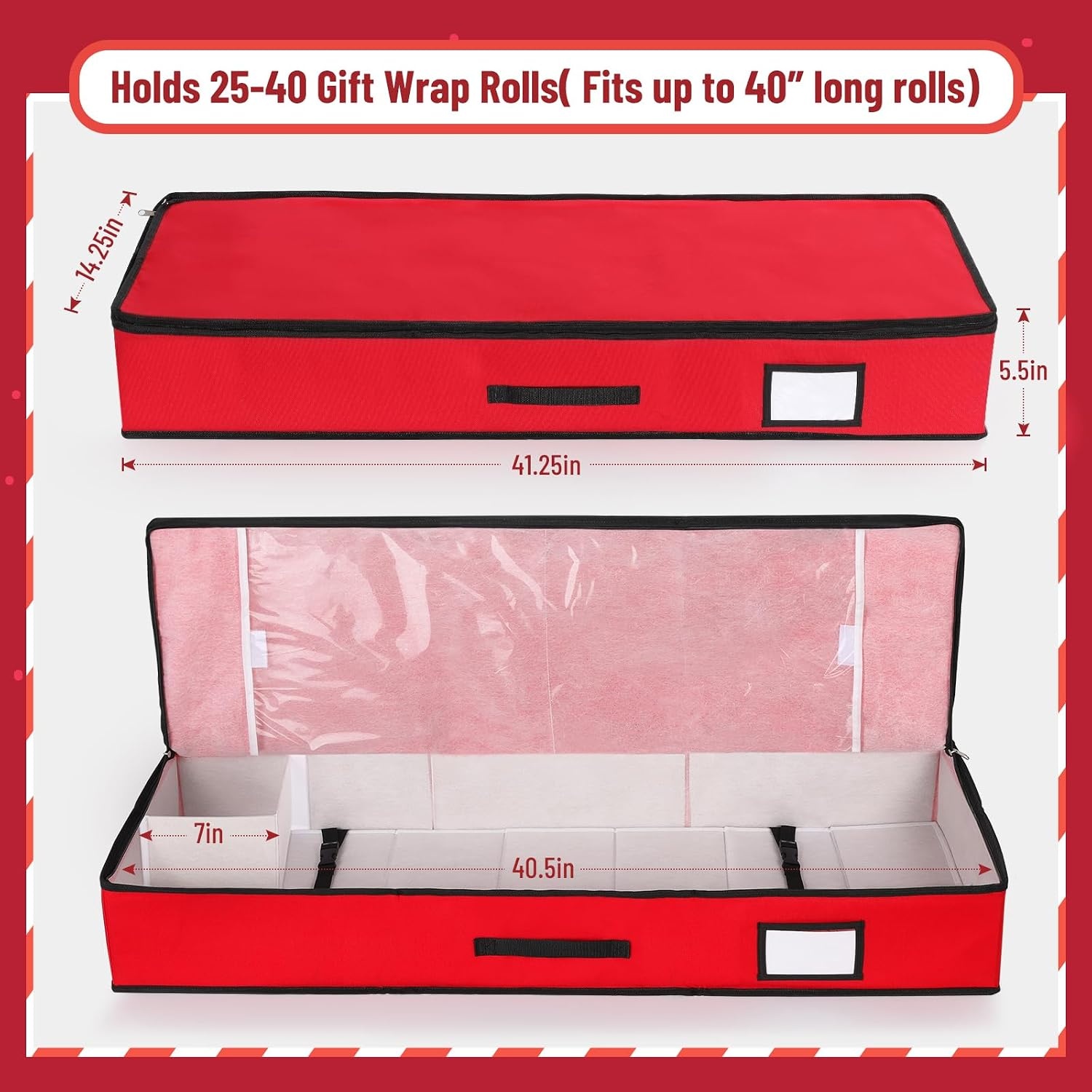 image:imageOhuhu Wrapping Paper Storage Containers Gift Wrap Organizer Wrapping PaperHolder 6000 Oxford Cloth TearResistant and Waterproof 405 Fits 1824 Standers Rolls Red