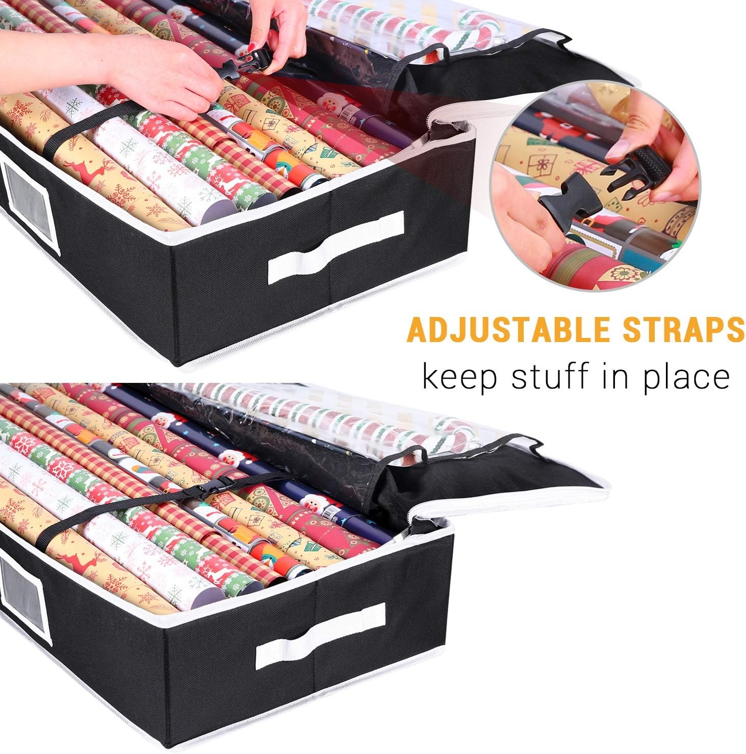 image:imageOhuhu Wrapping Paper Storage Containers Gift Wrap Organizer Wrapping PaperHolder 6000 Oxford Cloth TearResistant and Waterproof 405 Fits 1824 Standers Rolls Black