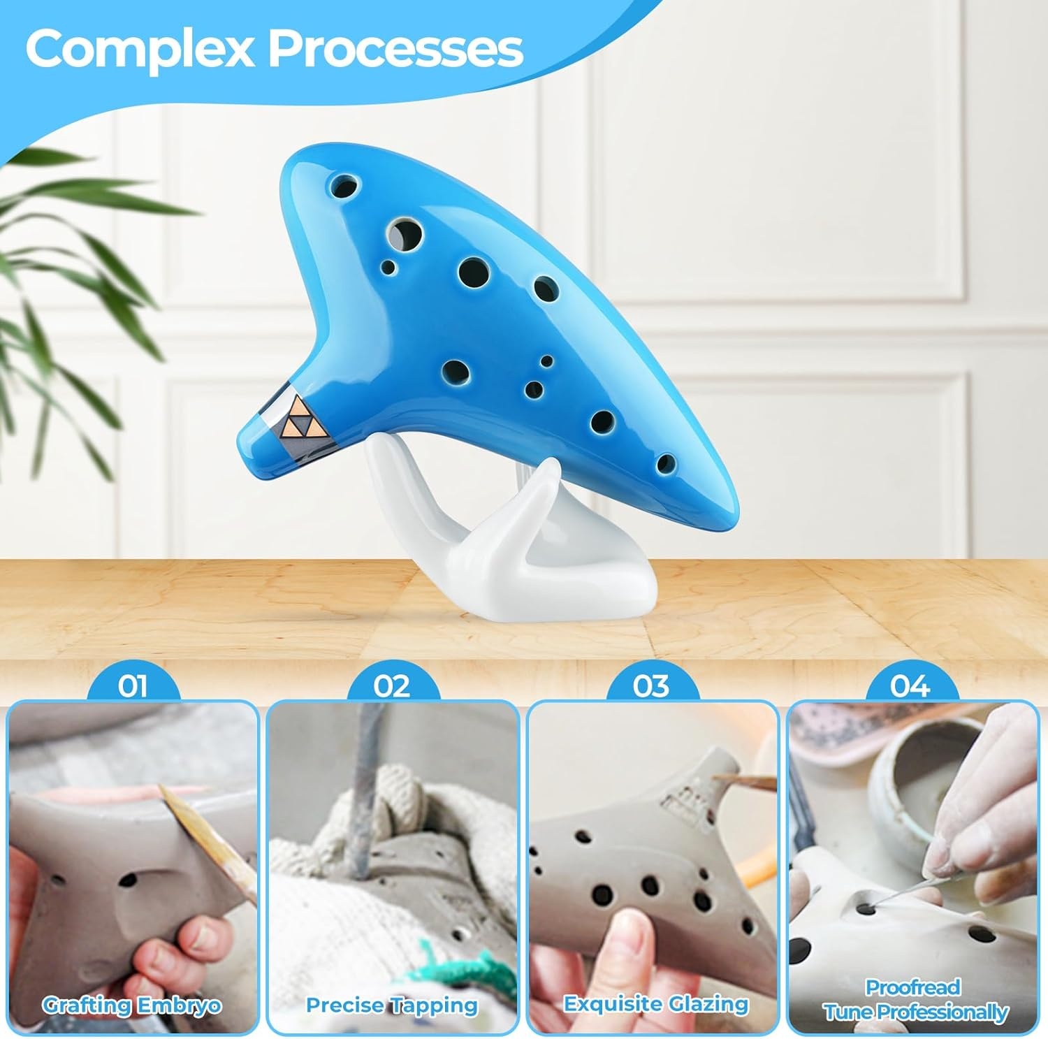 image:imageOhuhu Zelda Ocarina with Song Book Songs From the Legend of Zelda 12 Hole Alto C Zelda Ocarinas Play by Link Triforce Gift for Zelda Fans with Display Stand Protective Bag GreenLight Blue