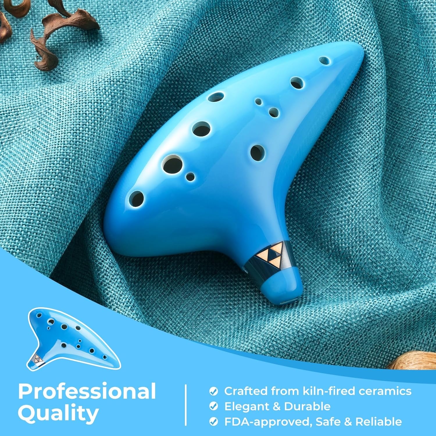 image:imageOhuhu Zelda Ocarina with Song Book Songs From the Legend of Zelda 12 Hole Alto C Zelda Ocarinas Play by Link Triforce Gift for Zelda Fans with Display Stand Protective Bag GreenLight Blue
