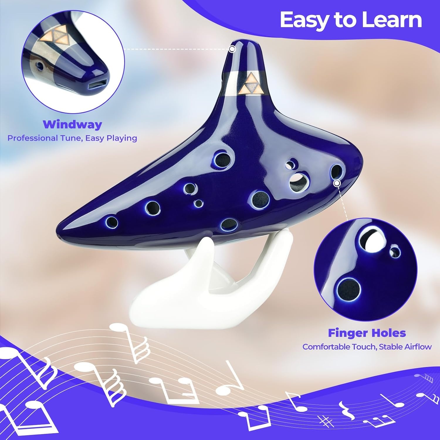 image:imageOhuhu Zelda Ocarina with Song Book Songs From the Legend of Zelda 12 Hole Alto C Zelda Ocarinas Play by Link Triforce Gift for Zelda Fans with Display Stand Protective Bag GreenBlue