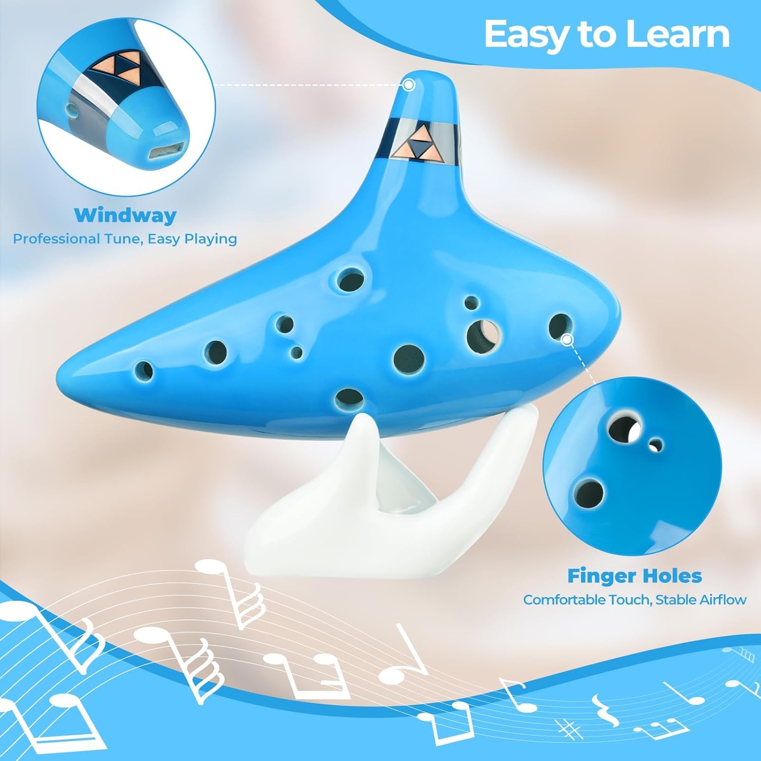 image:imageOhuhu Zelda Ocarina with Song Book Songs From the Legend of Zelda 12 Hole Alto C Zelda Ocarinas Play by Link Triforce Gift for Zelda Fans with Display Stand Protective Bag GreenLight Blue