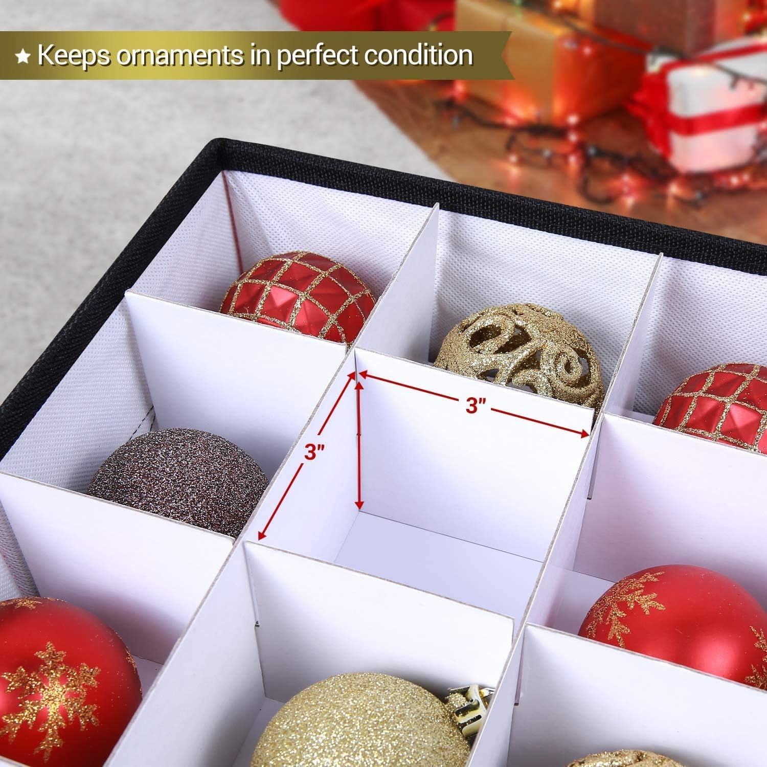 image:imageOrnament Storage Box Ohuhu Xmas Decorations Figurine Containers 600D Oxford Cloth Keeps 64 Ornaments Christmas Storage Bins with Lids Holiday Ornament Organizer with Back Pocket