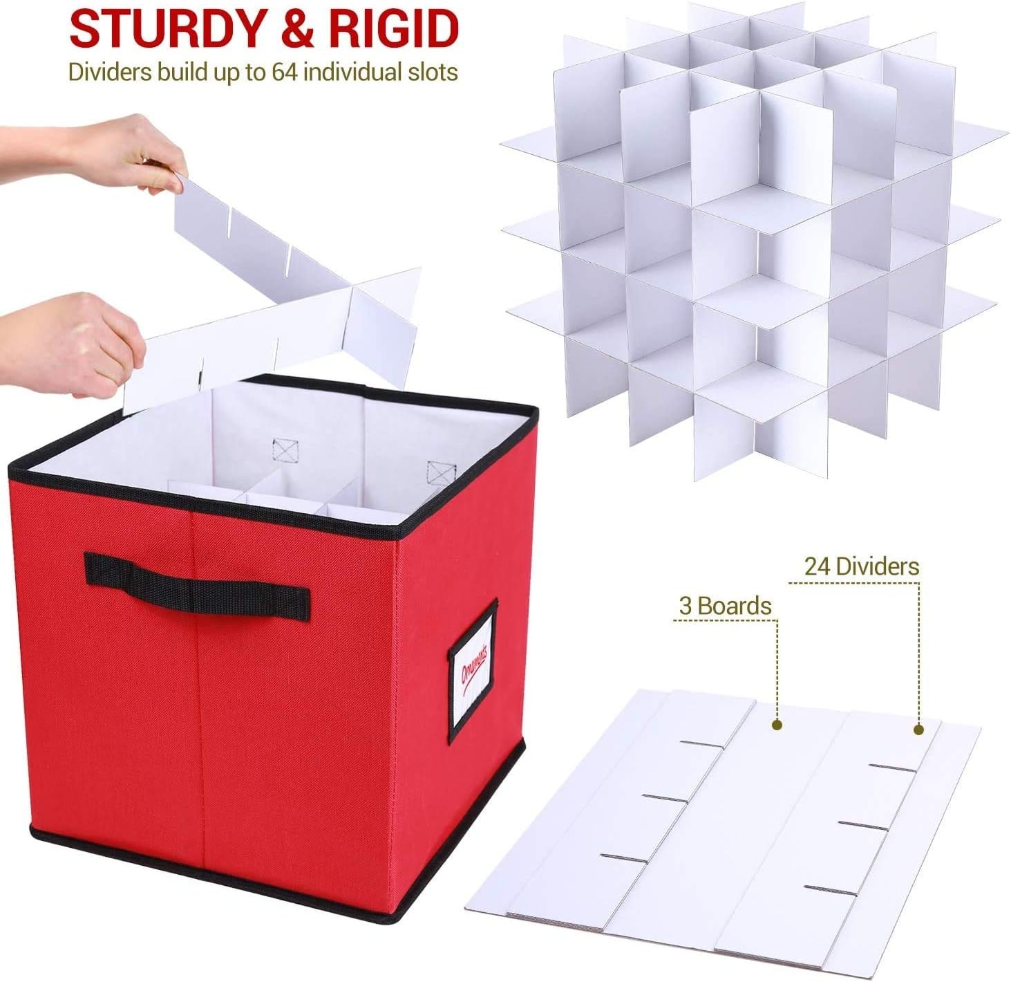 image:imageOrnament Storage Box Ohuhu Xmas Decorations Figurine Containers 600D Oxford Cloth Keeps 64 Ornaments Christmas Storage Bins with Lids Holiday Ornament Organizer with Back Pocket
