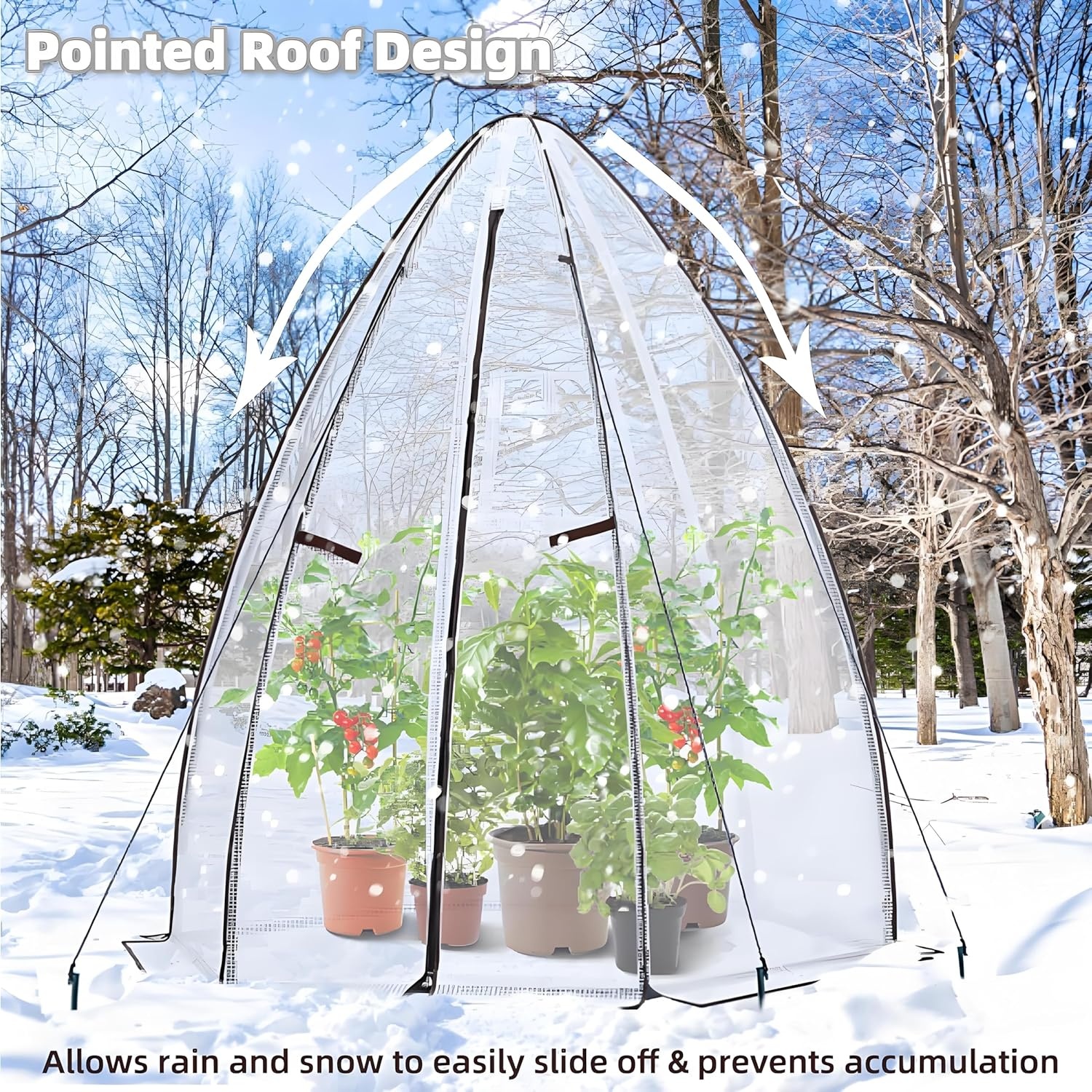 image:imagePortable Greenhouse for Outsides Ohuhu Heavy Duty Green House Tent with Durable PE Cover Garden Plant Protector with Zippered Door Mesh Window for Vegetables Flowers Fruits Herbs 63x54x71 Inchpointed roof white