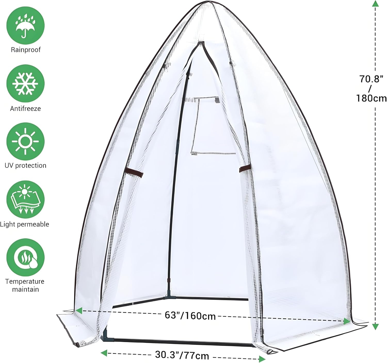 image:imagePortable Greenhouse for Outsides Ohuhu Heavy Duty Green House Tent with Durable PE Cover Garden Plant Protector with Zippered Door Mesh Window for Vegetables Flowers Fruits Herbs 63x54x71 Inchpointed roof white
