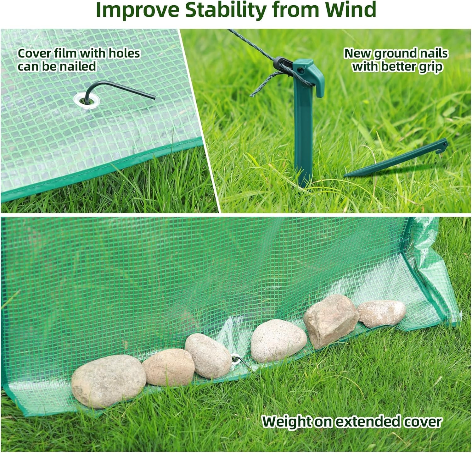 image:imagePortable Greenhouse for Outsides Ohuhu Heavy Duty Green House Tent with Durable PE Cover Garden Plant Protector with Zippered Door Mesh Window for Vegetables Flowers Fruits Herbs 63x54x71 Inchpointed roof green
