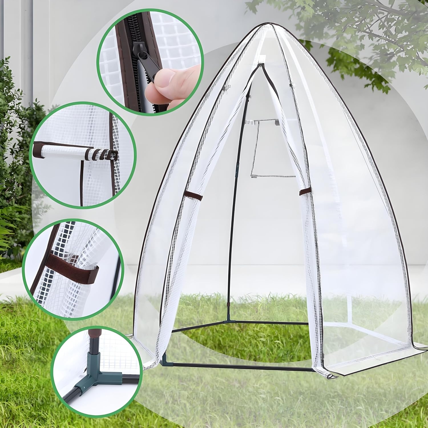 image:imagePortable Greenhouse for Outsides Ohuhu Heavy Duty Green House Tent with Durable PE Cover Garden Plant Protector with Zippered Door Mesh Window for Vegetables Flowers Fruits Herbs 63x54x71 Inchpointed roof white