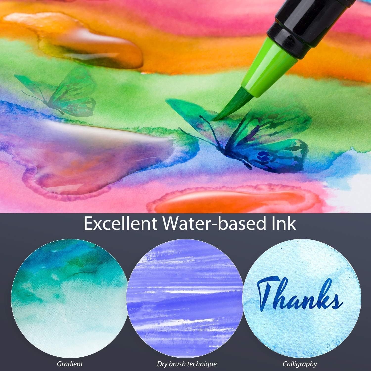 image:imageProfessional Watercolor Brush Markers Pen 48 Colors of Ohuhu Water Based Drawing Marker Brushes WA Blending Aqua Pen Water Soluble for Adult Coloring Books Comic Calligraphy25