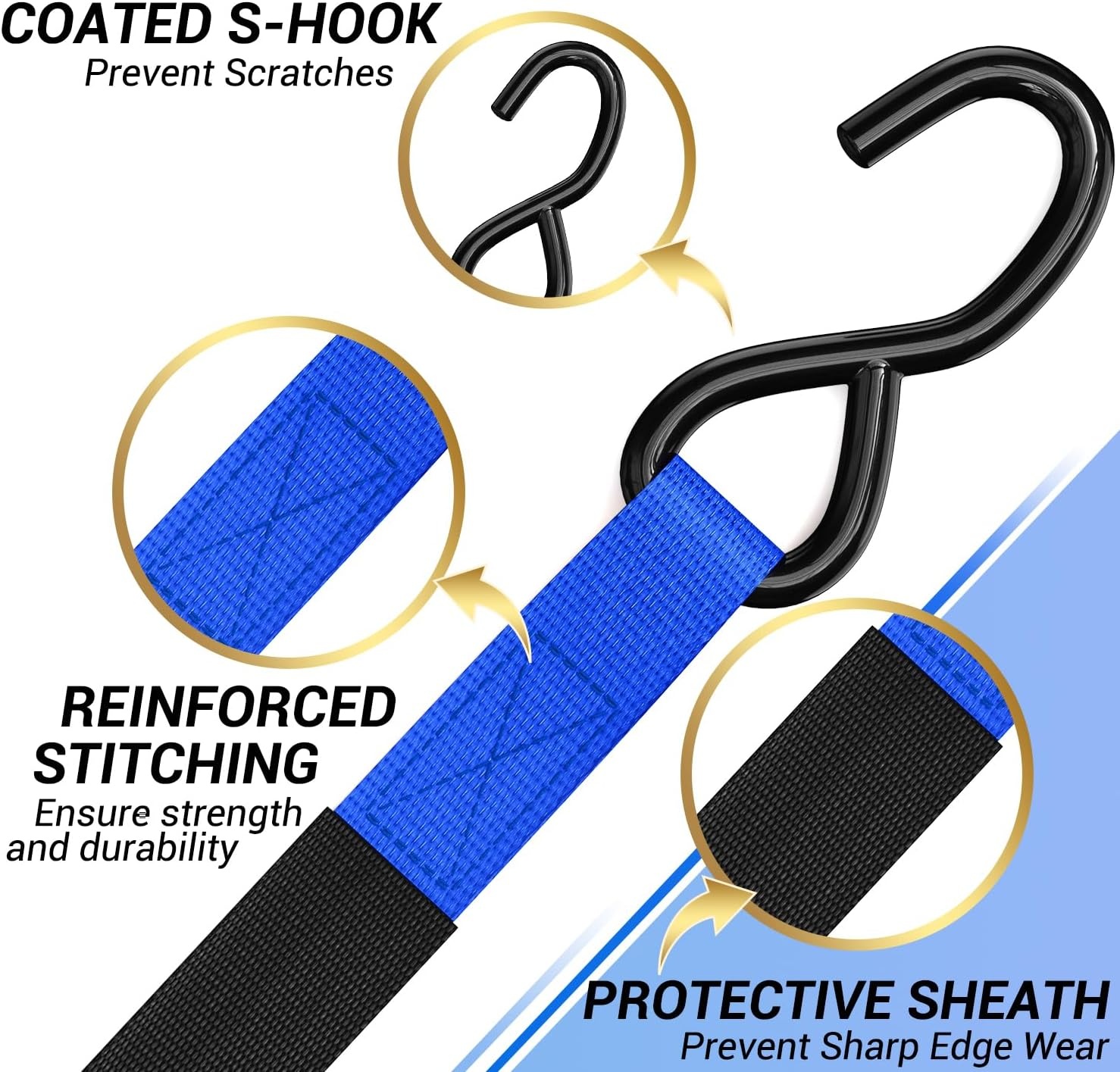 image:imageRatchet Tie Down Strap 8Pack 15 Ft 500 lbs Load Cap with 1500 lbs Breaking Limit Ohuhu Ratchet Tie Downs Logistic Cargo Straps for Moving Appliances Motorcycle BlueBlue