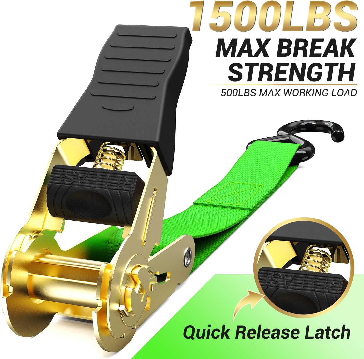 image:imageRatchet Tie Down Strap 8Pack 15 Ft 500 lbs Load Cap with 1500 lbs Breaking Limit Ohuhu Ratchet Tie Downs Logistic Cargo Straps for Moving Appliances Motorcycle BlueGreen