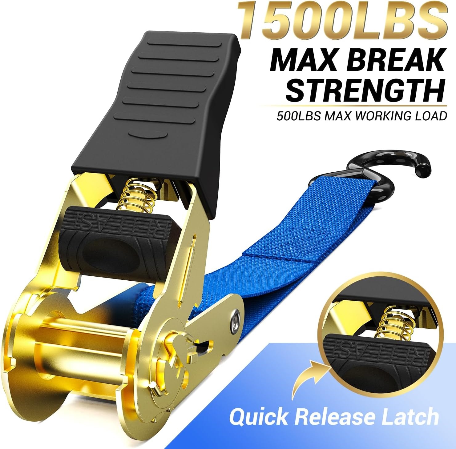 image:imageRatchet Tie Down Strap 8Pack 15 Ft 500 lbs Load Cap with 1500 lbs Breaking Limit Ohuhu Ratchet Tie Downs Logistic Cargo Straps for Moving Appliances Motorcycle BlueBlue