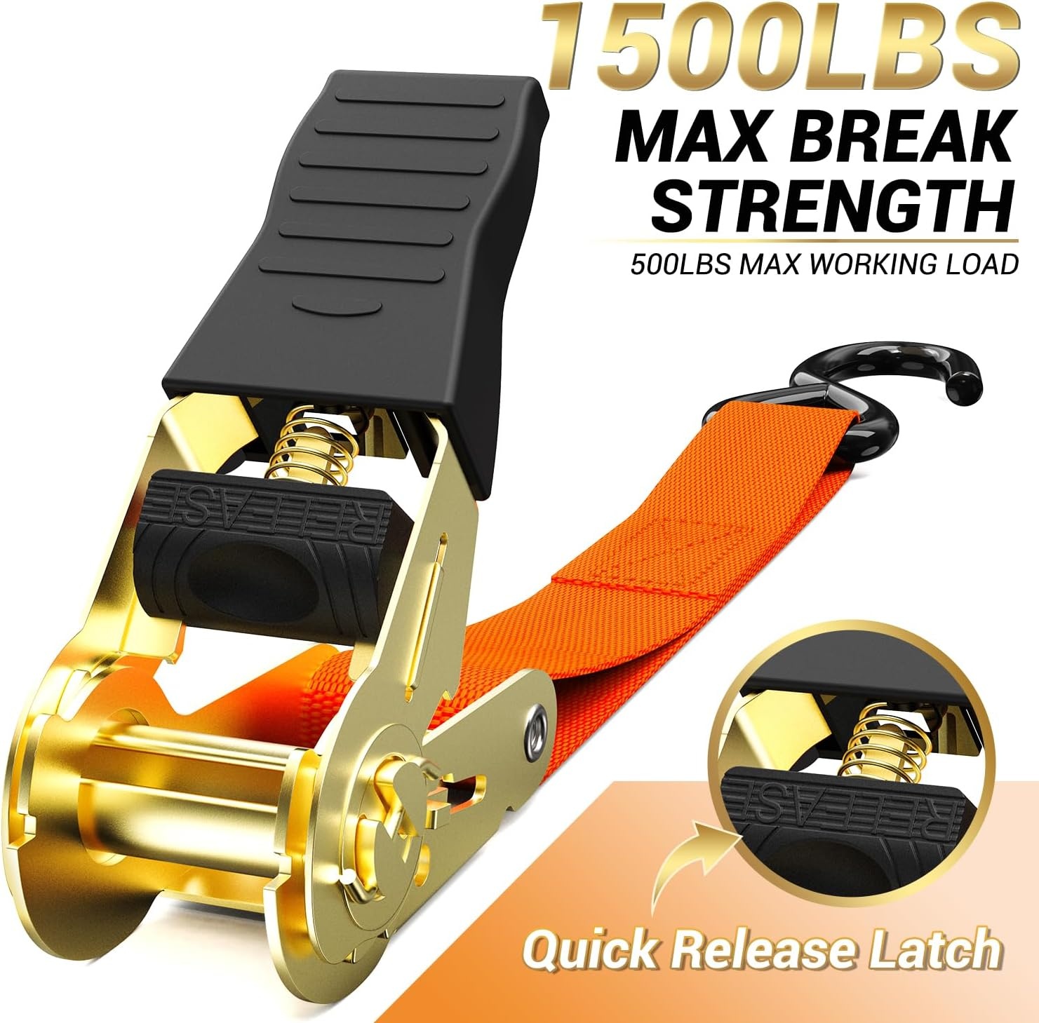 image:imageRatchet Tie Down Strap 8Pack 15 Ft 500 lbs Load Cap with 1500 lbs Breaking Limit Ohuhu Ratchet Tie Downs Logistic Cargo Straps for Moving Appliances Motorcycle BlueOrange