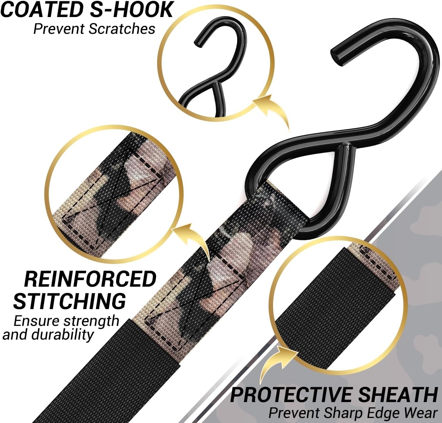 image:imageRatchet Tie Down Strap 8Pack 15 Ft 500 lbs Load Cap with 1500 lbs Breaking Limit Ohuhu Ratchet Tie Downs Logistic Cargo Straps for Moving Appliances Motorcycle BlueForest Camouflage