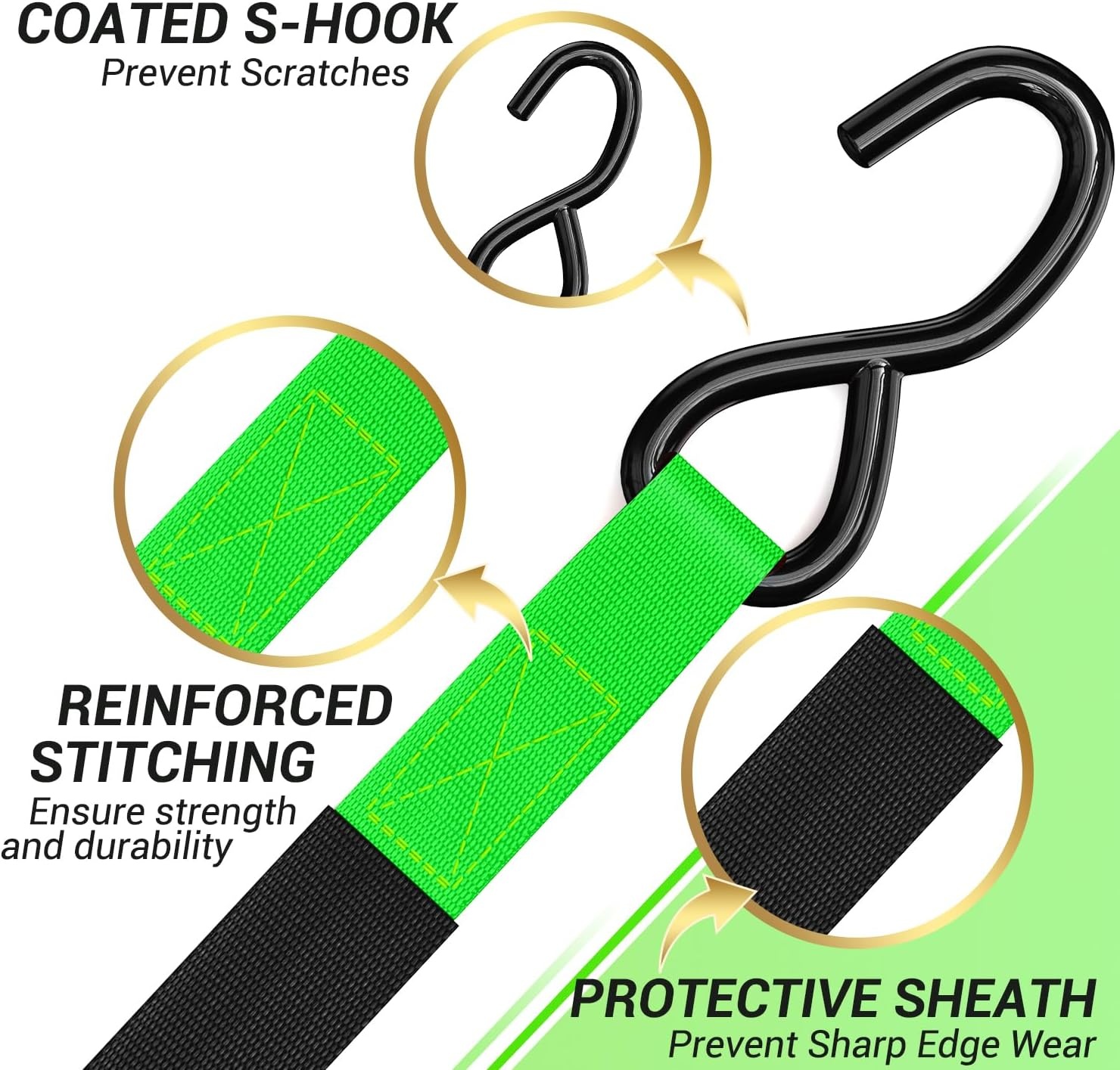image:imageRatchet Tie Down Strap 8Pack 15 Ft 500 lbs Load Cap with 1500 lbs Breaking Limit Ohuhu Ratchet Tie Downs Logistic Cargo Straps for Moving Appliances Motorcycle BlueGreen