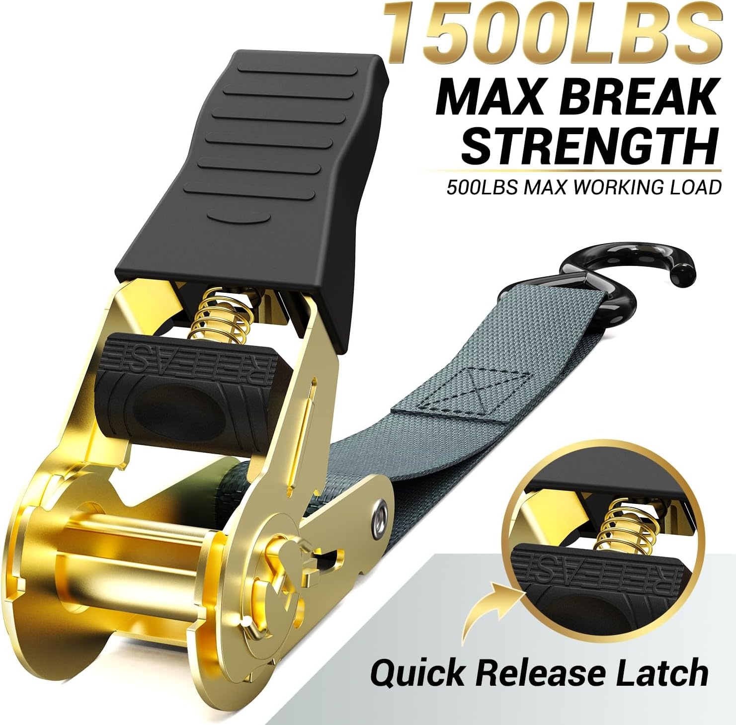 image:imageRatchet Tie Down Strap 8Pack 15 Ft 500 lbs Load Cap with 1500 lbs Breaking Limit Ohuhu Ratchet Tie Downs Logistic Cargo Straps for Moving Appliances Motorcycle BlueGrey
