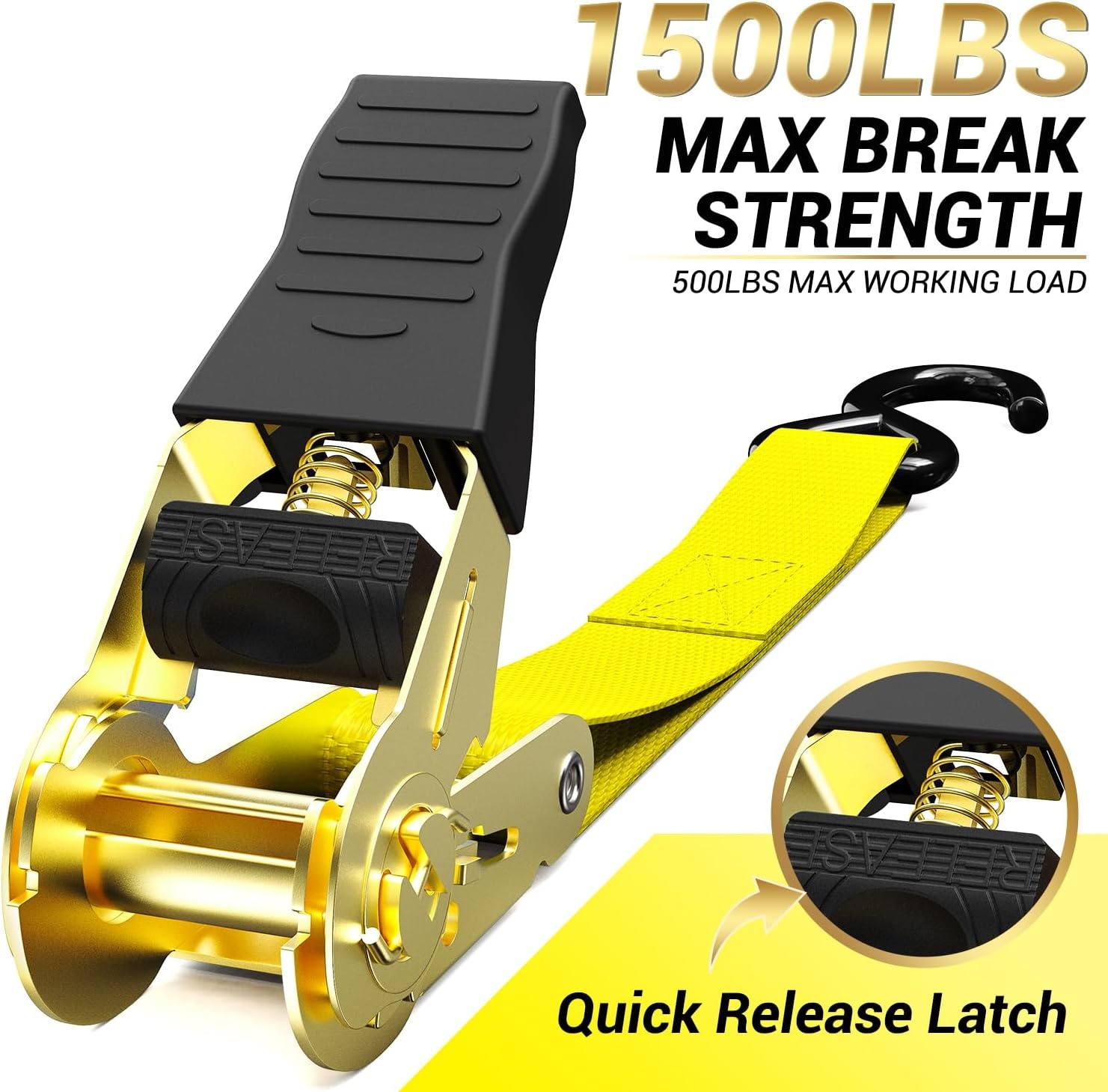 image:imageRatchet Tie Down Strap 8Pack 15 Ft 500 lbs Load Cap with 1500 lbs Breaking Limit Ohuhu Ratchet Tie Downs Logistic Cargo Straps for Moving Appliances Motorcycle BlueYellow