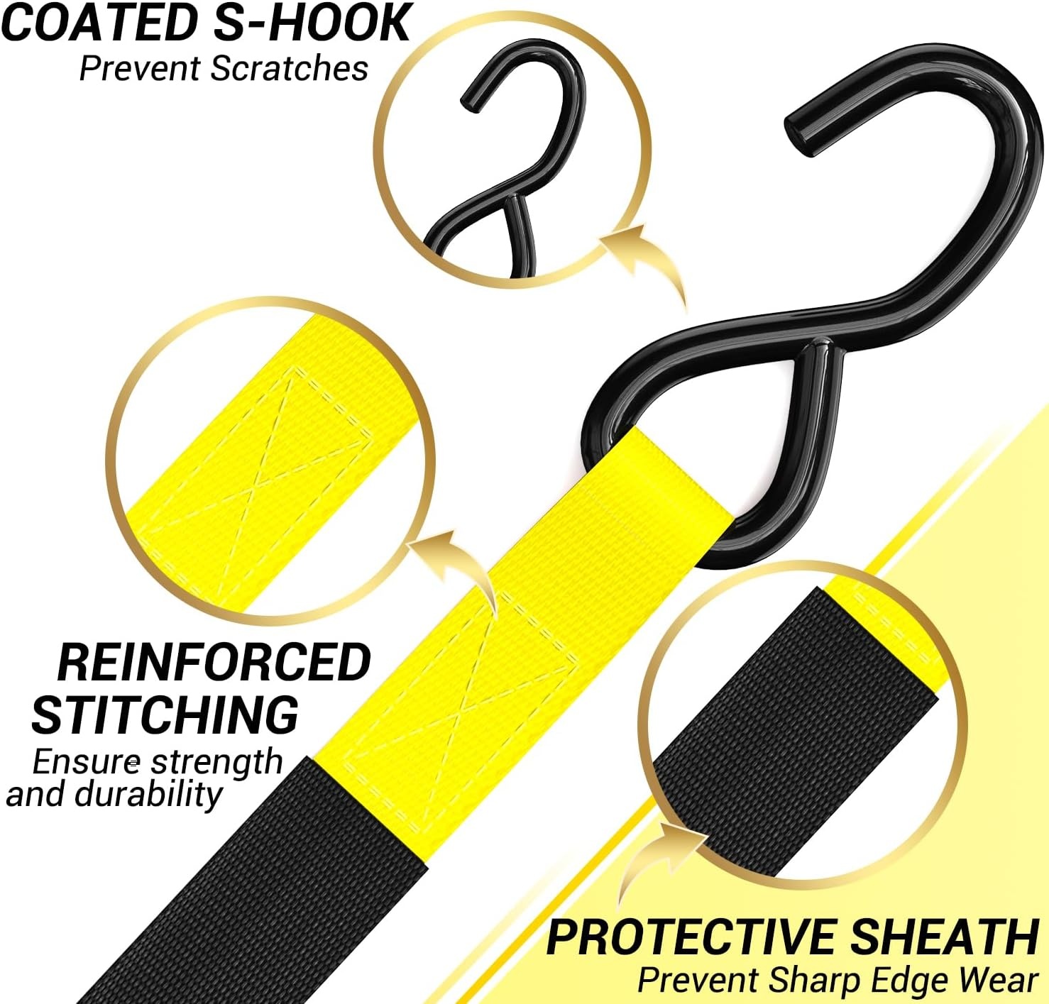 image:imageRatchet Tie Down Strap 8Pack 15 Ft 500 lbs Load Cap with 1500 lbs Breaking Limit Ohuhu Ratchet Tie Downs Logistic Cargo Straps for Moving Appliances Motorcycle BlueYellow