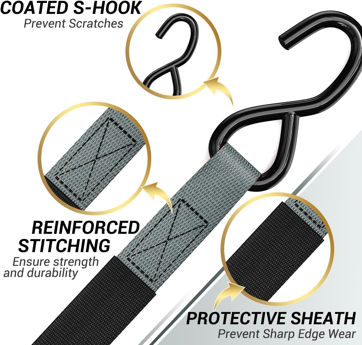 image:imageRatchet Tie Down Strap 8Pack 15 Ft 500 lbs Load Cap with 1500 lbs Breaking Limit Ohuhu Ratchet Tie Downs Logistic Cargo Straps for Moving Appliances Motorcycle BlueGrey