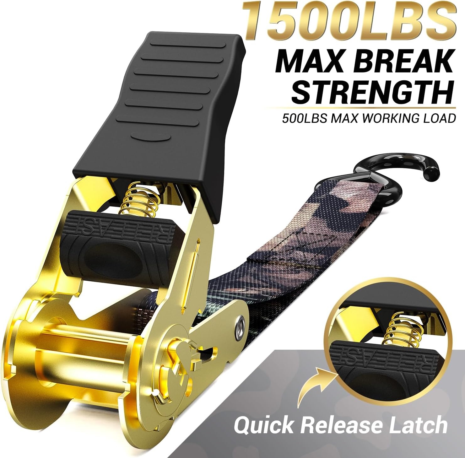 image:imageRatchet Tie Down Strap 8Pack 15 Ft 500 lbs Load Cap with 1500 lbs Breaking Limit Ohuhu Ratchet Tie Downs Logistic Cargo Straps for Moving Appliances Motorcycle BlueForest Camouflage
