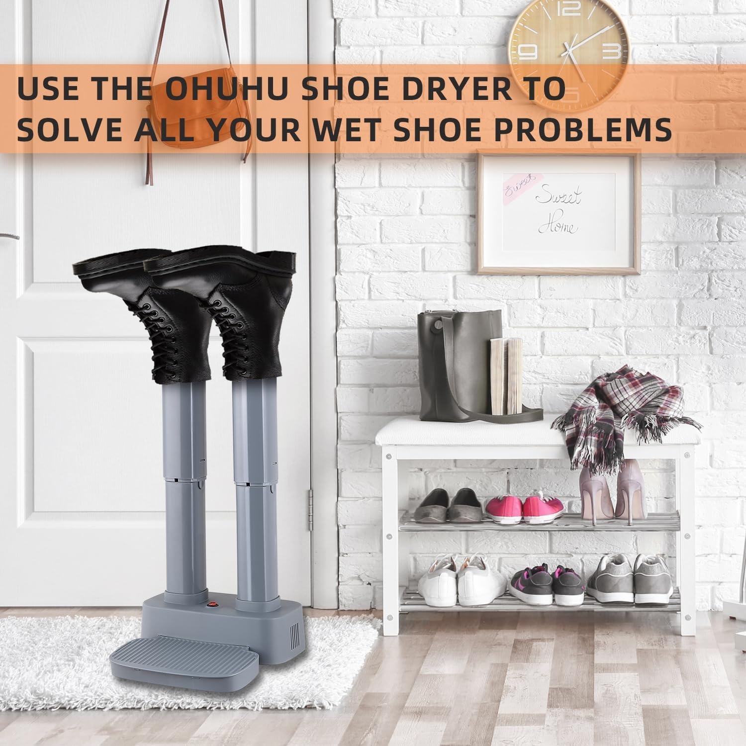 image:imageShoe Dryer Ohuhu Heavy Duty Boot Dryer for Work Boots Boot Warmer Glove Dryer with Heat Blower Portable Ski Boot Heaters Overheat Protection Constant Temperature Space Saving Super Quiet Best Gifts