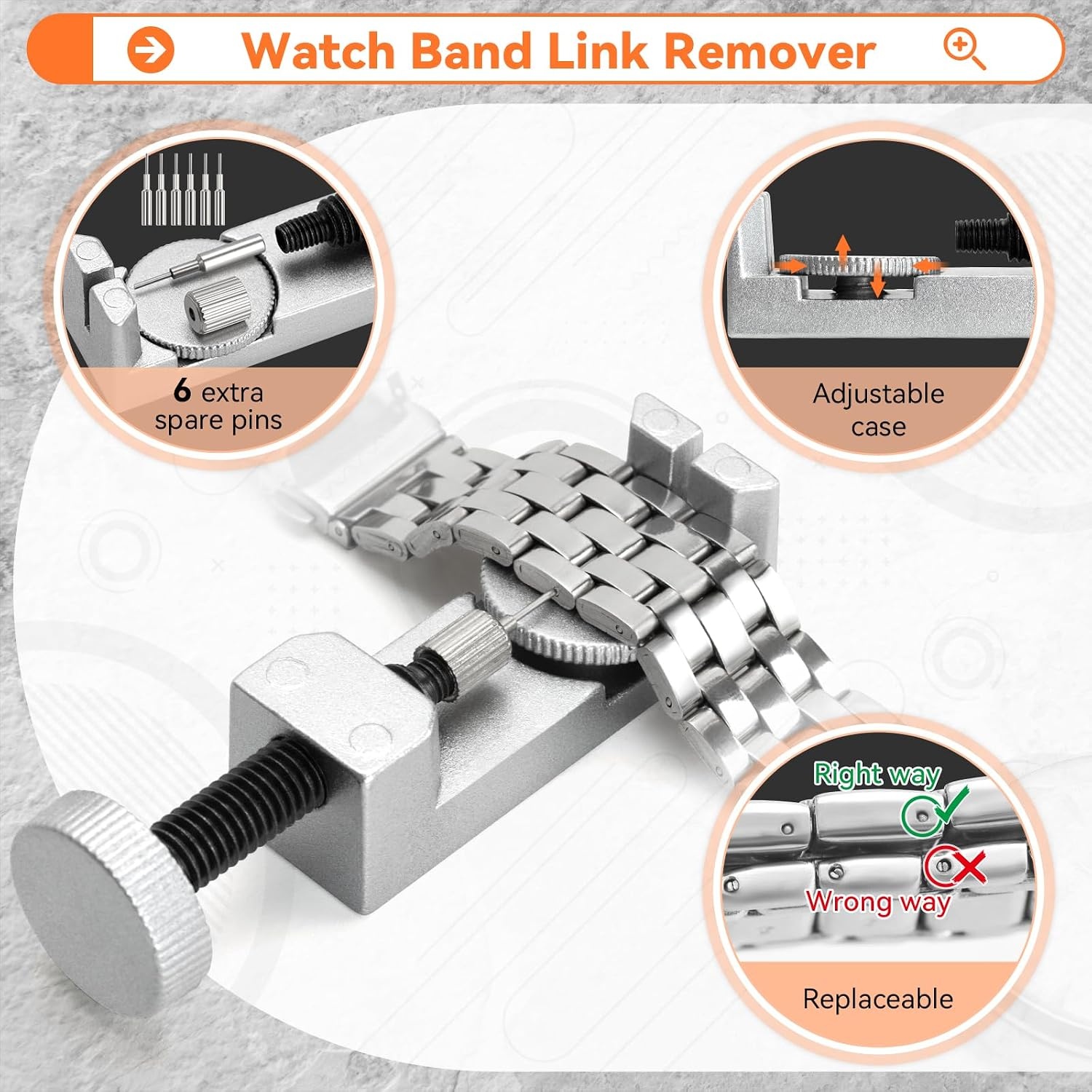 image:imageWatch Link Removal Kit Ohuhu Upgraded 166PCS in 1 Watch Repair Kit Watch Band Tool kit Watch Pin Removal Tool Spring Bar Tool Watch Link Remover Strap Tool with 126PCS Link Pins Fathers Day Gift