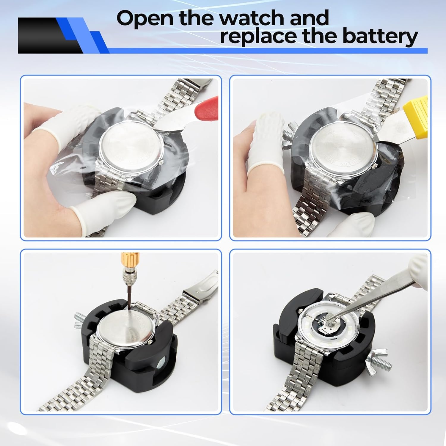 image:imageWatch Repair Kit Ohuhu 192 PCS UPGRADED Heavy Duty Watch Link Removal Battery Replacement Band Tool Kit Watch Back Remover Tool Professional Watch Repair Opener Tools with PU Leather Bag User Manual