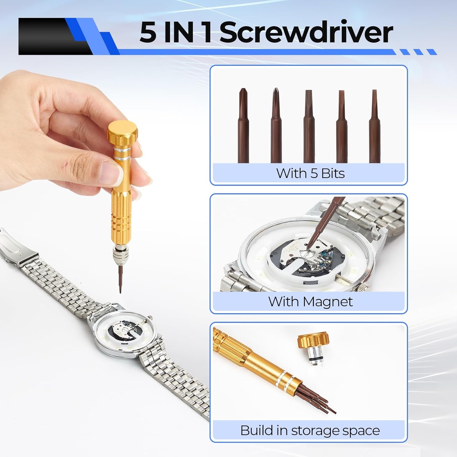 image:imageWatch Repair Kit Ohuhu 192 PCS UPGRADED Heavy Duty Watch Link Removal Battery Replacement Band Tool Kit Watch Back Remover Tool Professional Watch Repair Opener Tools with PU Leather Bag User Manual