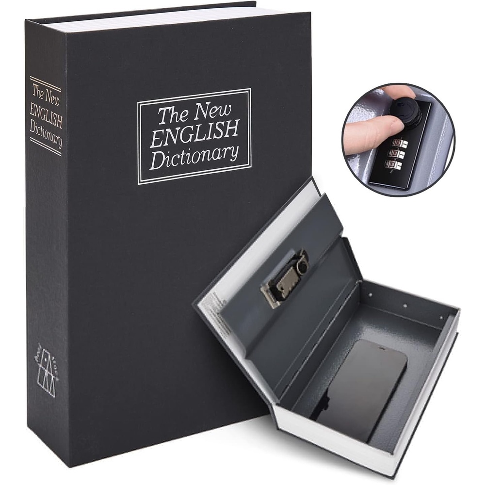 image:imageBook Safe Box with Combination Lock Ohuhu Upgrade Dictionary Diversion Safe Secret Hidden Box for Home Office Portable Safe Box for Money Cash Jewelry