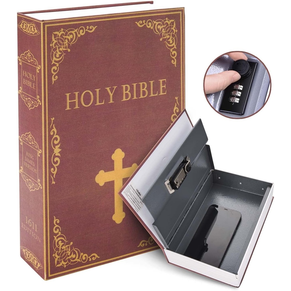 image:imageBook Safe Combination Lock Bible Ohuhu Secret Compartment Safe MultiUse Portable Storage Money for Home Safes Jewelry Documents or Valuables