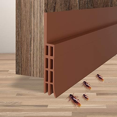 image:imageDoor Draft Stopper Weather Stripping Ohuhu Under Door Bottom Seal Strip Sweep Blocker Gap Filler Flexible Noise Insulation Draft Guard for Bottom of Door Garage Brown 39 L x2 W39 L x2 W