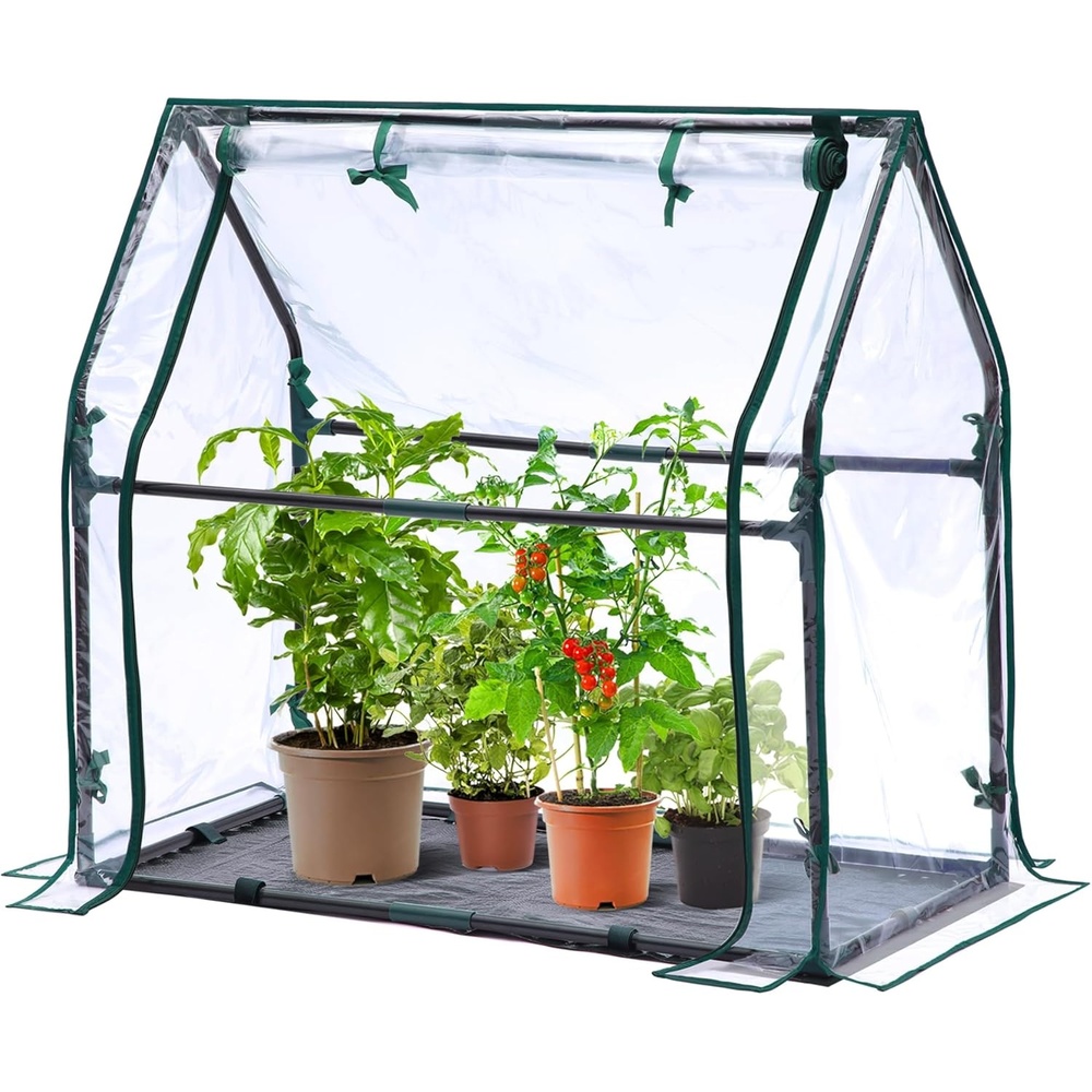 image:imageMini Greenhouse for Indoor Outdoor Ohuhu Portable Green House with Waterproof Pad for Small Plants Nursery Germination 36x36x585 HeavyDuty PVC Cover Tent Humidity Dome Seedling AccessoryClear