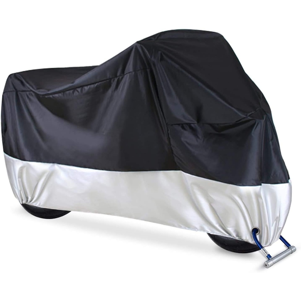image:imageMotorcycle Cover Ohuhu All Season Waterproof Snowproof Motorbike Covers with Lock Holes Fits up to 108 Motors Bikes Scooters for Honda Yamaha Suzuki Harley KawasakiXX Large BlackSilver
