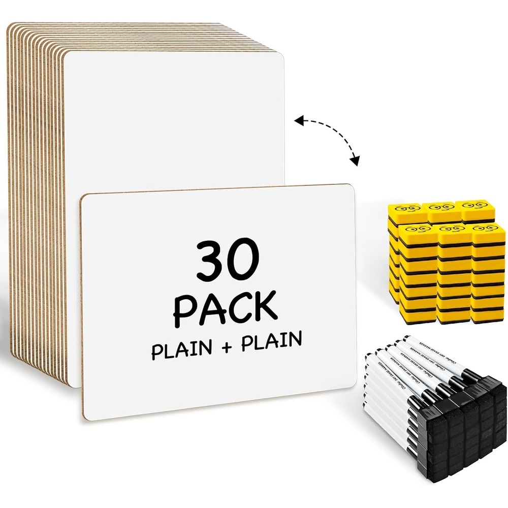 image:imageOhuhu 30 Pack White Boards DoubleSided 9x 12 Small Dry Erase Board Class Set Includes 30 Mini Whiteboards 30 Black Markers and 30 Erasers for Students Teachers Classroom School amp Office30