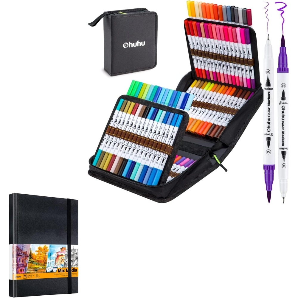image:imageOhuhu Coloring Markers 100 Colors amp Mix Media Pad